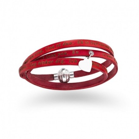 Amen - Bracciale Donna Pelle Rossa E Arg 925 Gioielli Ti Amo - AS-TA07-54