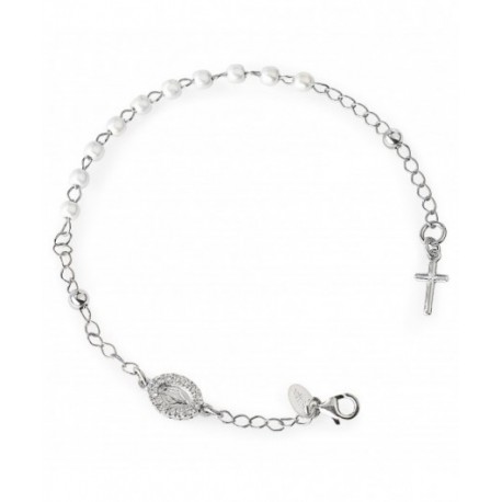 Amen - Bracciale Donna Rosario In arg 925 E Perle - BROBBZ-M4