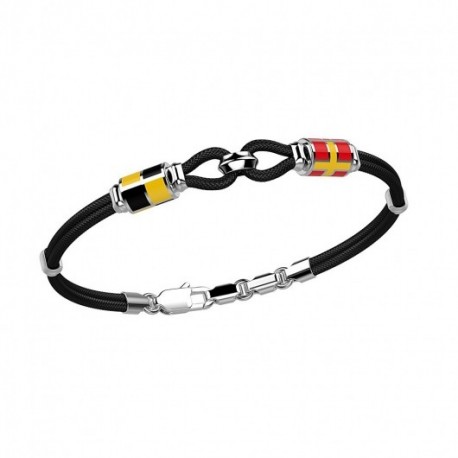 Bracciale Zancan con asole e bandiere in argento. -  EXB524-NE