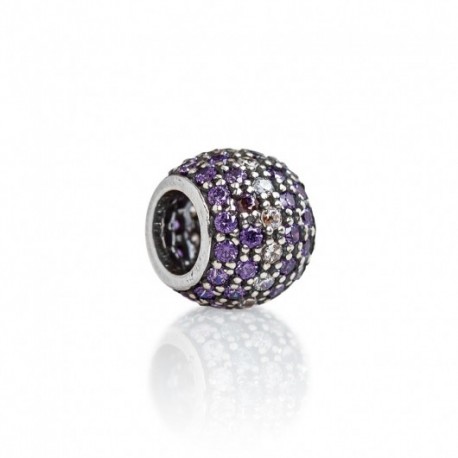 Tedora  - Charm in Argento 925 Pavé Viola & Bianco -  IP034